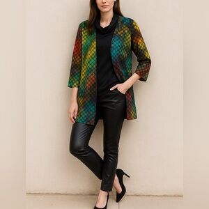 Caroline Rose Vintage Sheer Multicolor Mesh Jacket – Size M (Made in USA)